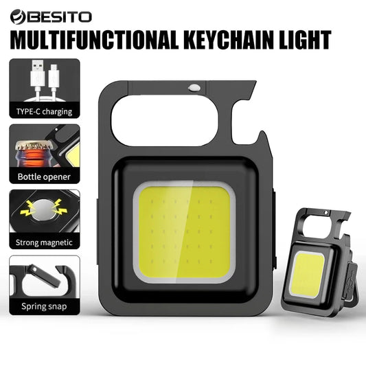 Mini COB Keychain Flashlight 4 Lighting Modes Magnet