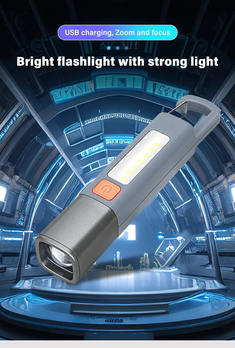 Strong Lighting ABS Flashlamp USB Charging Camping Light