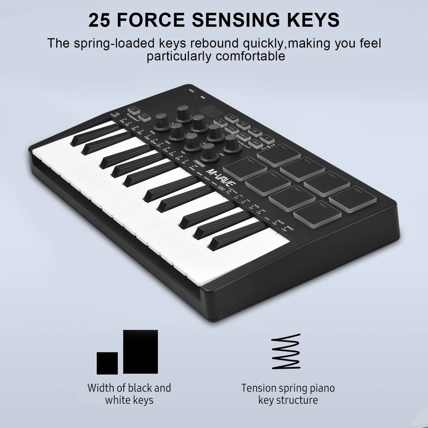 M-VAVE 25-Key MIDI Controller Mini USB Keyboard