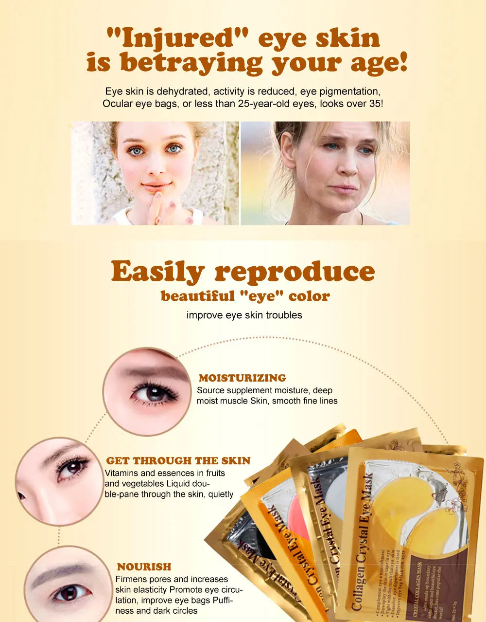 20Pcs Gold Collagen Eye Mask Firming Moisturizing Eye Skin Care Patches