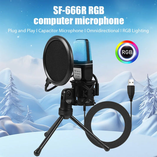 SF666R USB RGB Gaming Condenser Mic Streaming