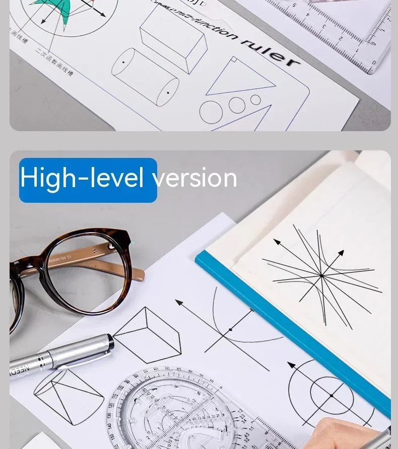 Professional Geometric Ruler Set Math Drawing Template