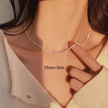 Silver Sparkling Necklace Women’s Trendy Clavicle Chain