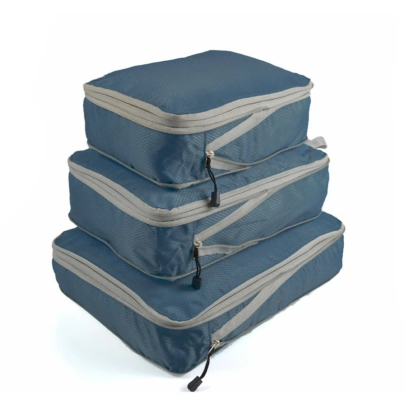 Set/3 Compressible Travel Storage Bag Waterproof Cubes