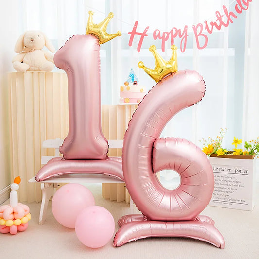 42inch Crown Foil Digital Balloon Birthday Girl Decor