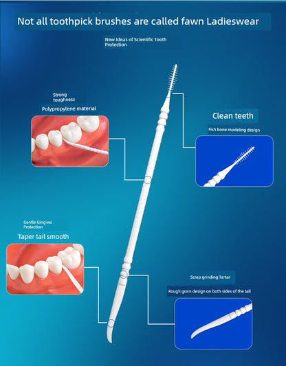 Portable Dual-Use Plastic Fishbone Toothpick Brush