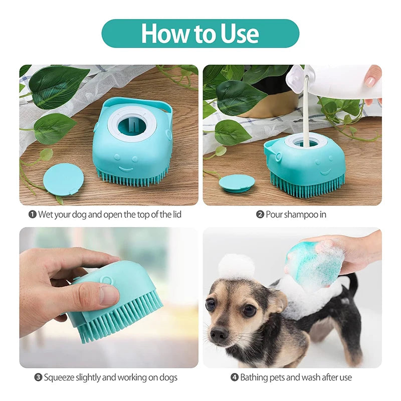 Pet Bath Brush Silicone Grooming Comb Bathing Tool