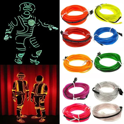 Glow EL Wire LED Neon Clothing Rave Party Decor 1m/3m/5m