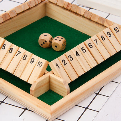 Wooden Dice Board Game Shut The Box 4-Player Family Entertainment