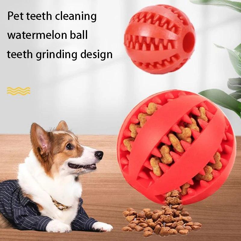 Rubber Dog Chew Treat Ball Tough Teeth Cleaning Toy