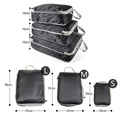 3Pcs Portable Compressible Travel Packing Cubes