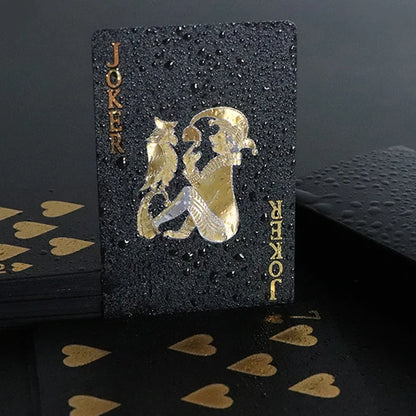 Black Gold Waterproof Playing Cards Poker Game Set