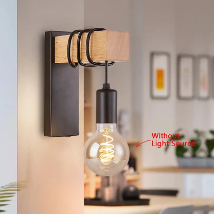 Retro Wood LED Wall Lamp Industrial Loft Decor