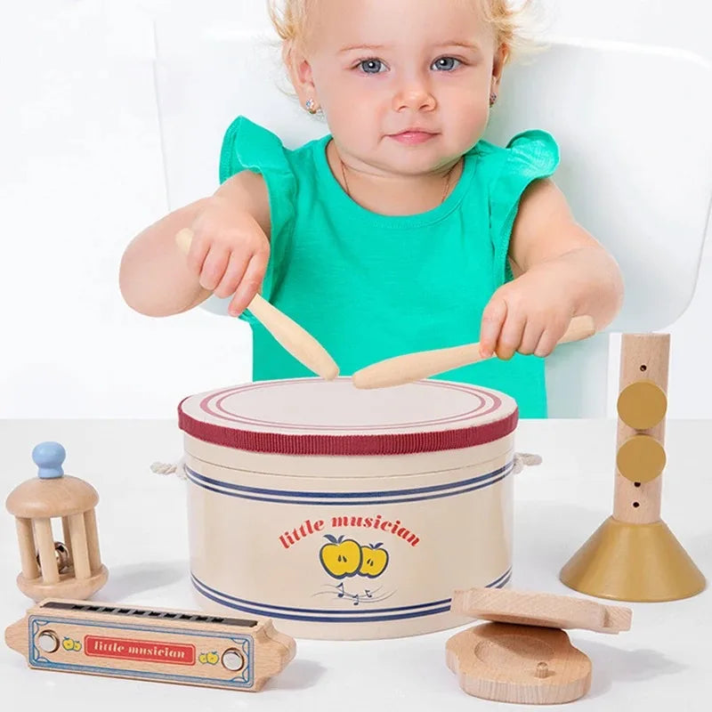 Wooden Xylophone & Drum Set