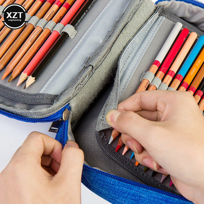 72 Slot Large Capacity Pencil Holder Zipper Bag Organizer