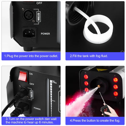 1200W Mini RGB LED Smoke Machine Remote Wedding Disco