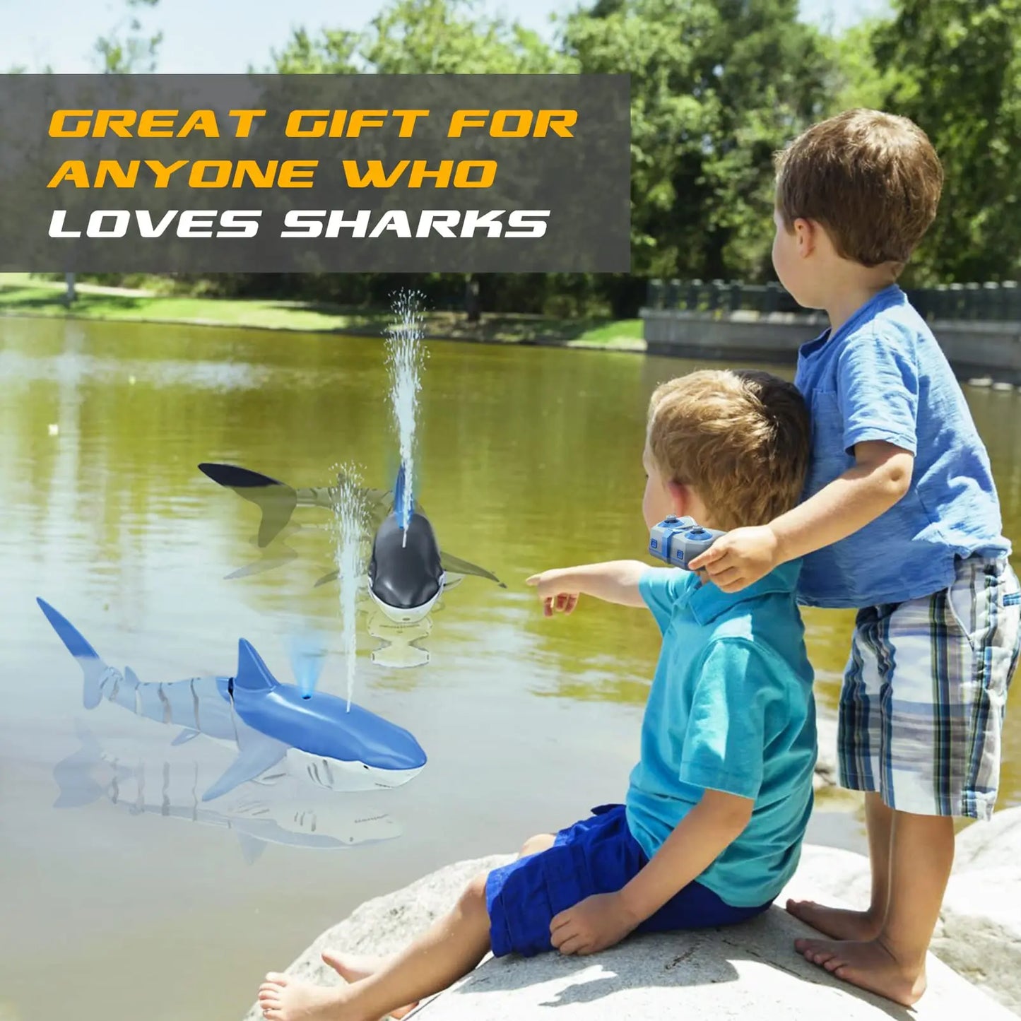 Smart RC Shark Whale Spray Remote Control Submarine Boat Toy