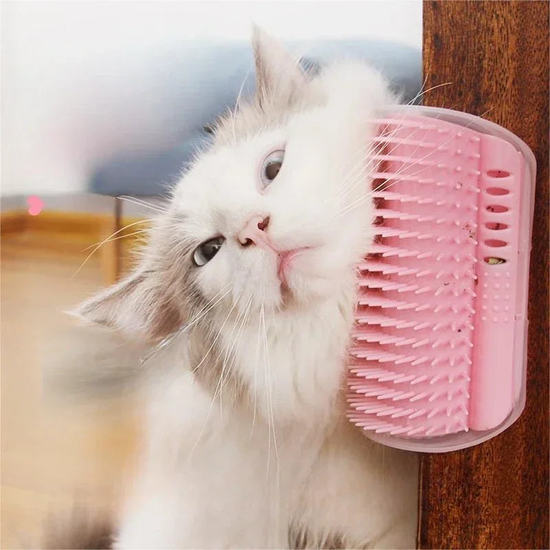 Cat Self Groomer Wall Brush with Catnip Corner Comb