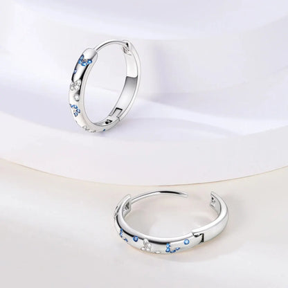 925 Silver Hollow Circle Zircon Dangle Earrings Elegant Chain