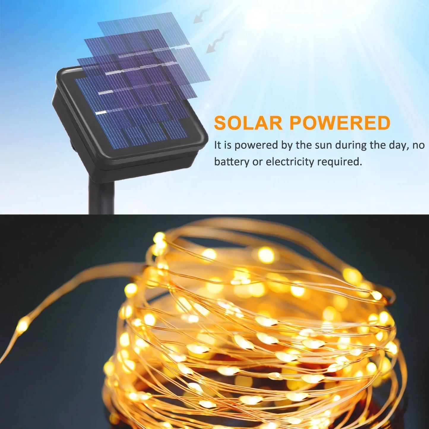 Solar LED String Lights for Christmas and Garden Parties