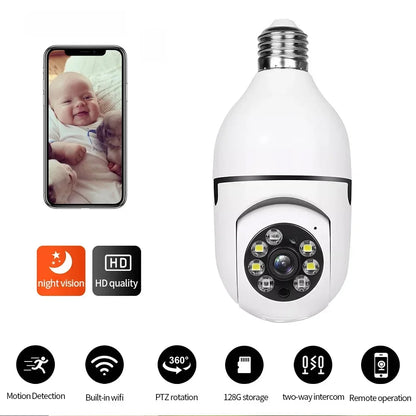 2.4G E27 Light Bulb WiFi 360° HD IP Camera CCTV