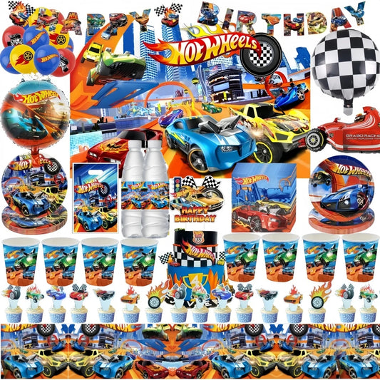 Hot Wheels Racing Car Disposable Tableware Birthday Decor