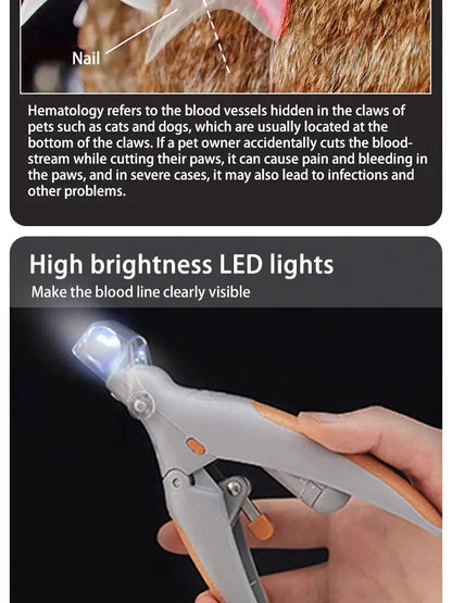 Pet Nail Clipper LED Light Multifunction Grooming Tool