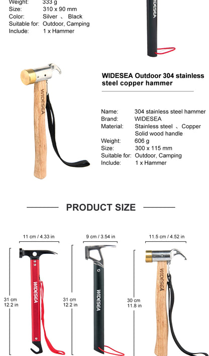 Widesea Camping Hammer Tent Peg Mallet Stake Puller