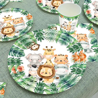 Jungle Safari Disposable Tableware Animal Party Decor