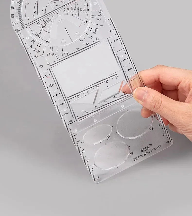 Professional Geometric Ruler Set Math Drawing Template