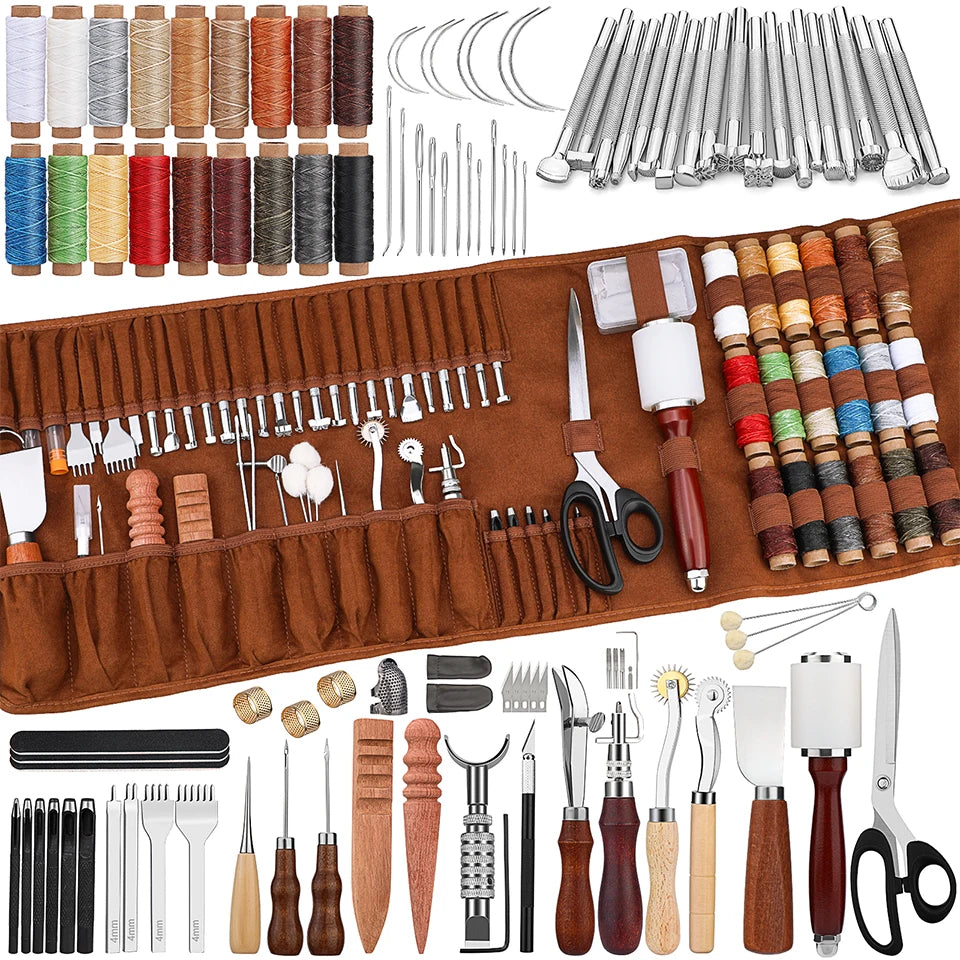 KRABALL Leather Working Kit Carving Sewing Punching Tools