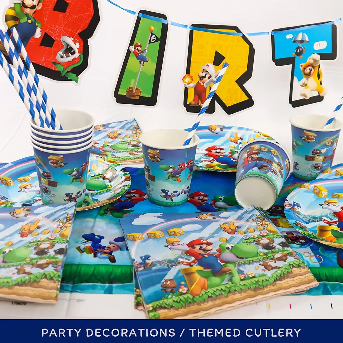 Super Mario Birthday Decor Disposable Tableware Balloons