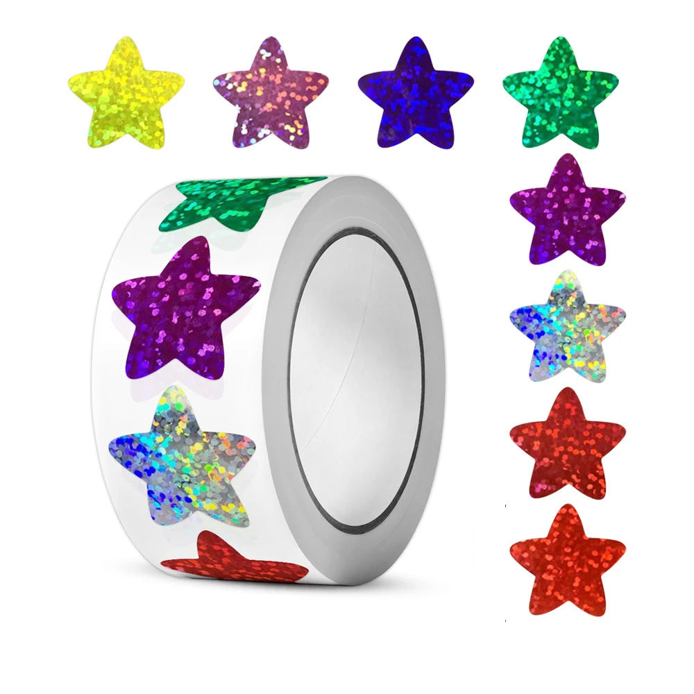 Colorful Star Stickers Holographic DIY School Rewards