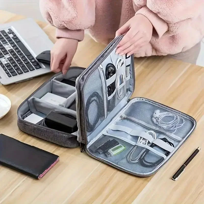 Three-Layer Sorting Storage Bag Power Bank Cable Organizer Box