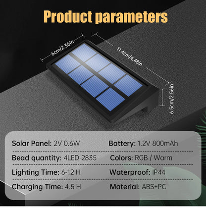 Solar Fence Lights RGB or Warm White Step Lighting