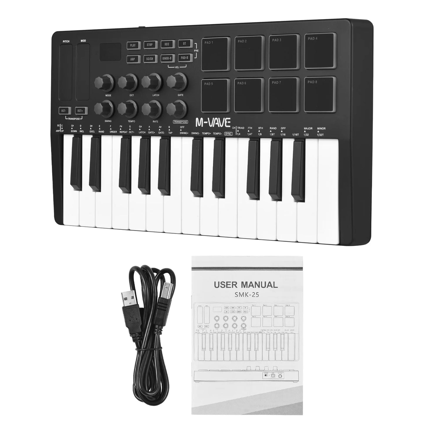 M-VAVE 25-Key MIDI Controller Mini USB Keyboard