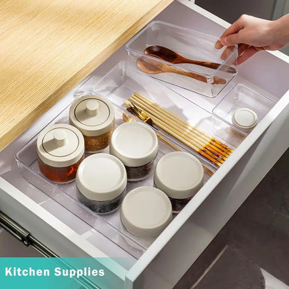 Clear Plastic Drawer Organizers Desk Dividers Home Kitchen