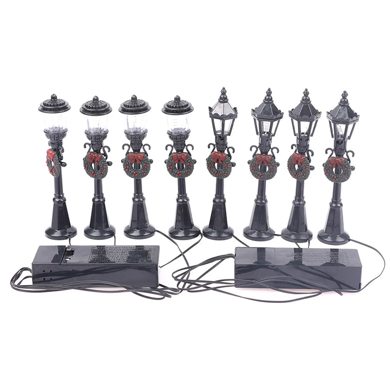 4Pcs Christmas Mini Street Light Dollhouse Garden Decor