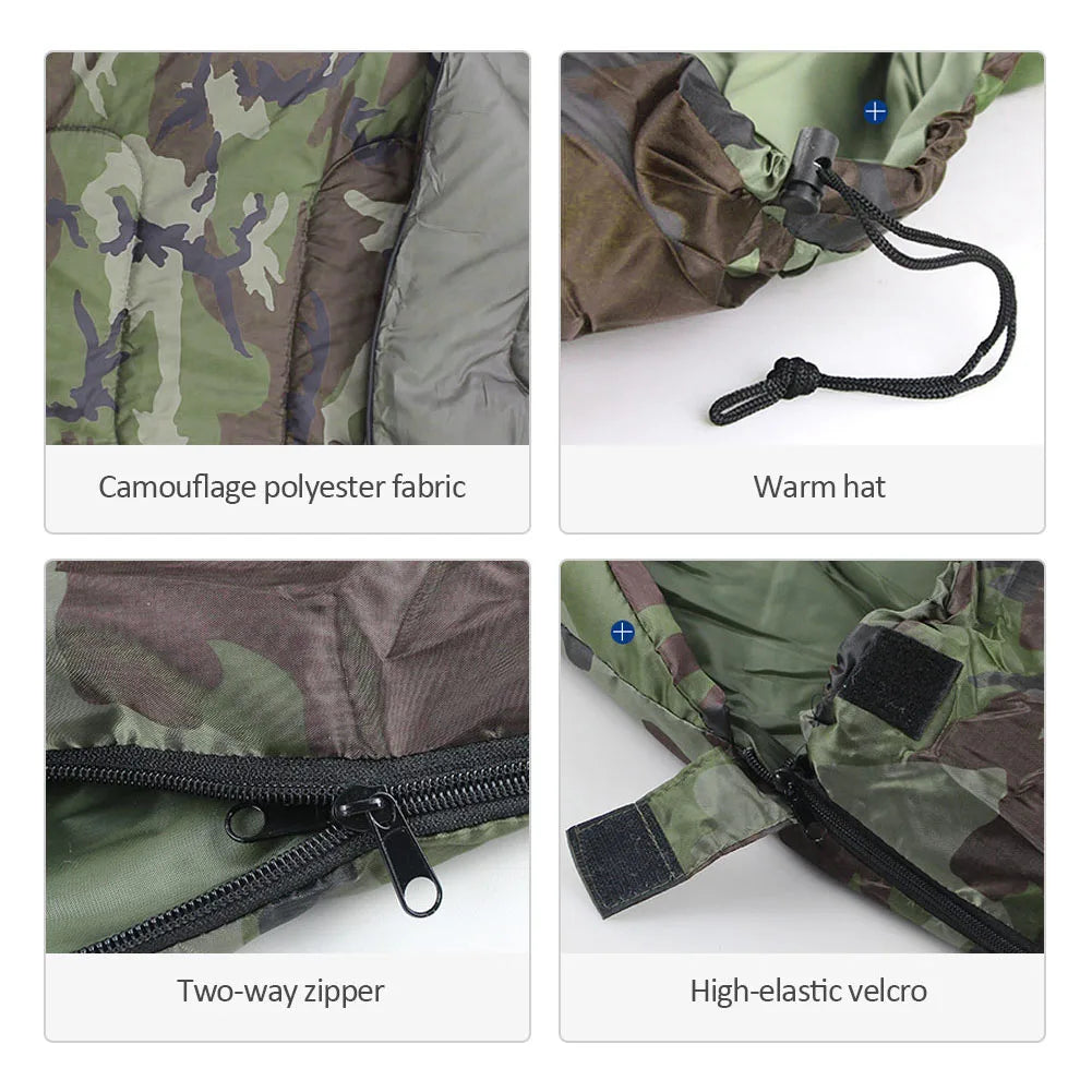 Camping Camouflage Sleeping Bag Waterproof Hooded