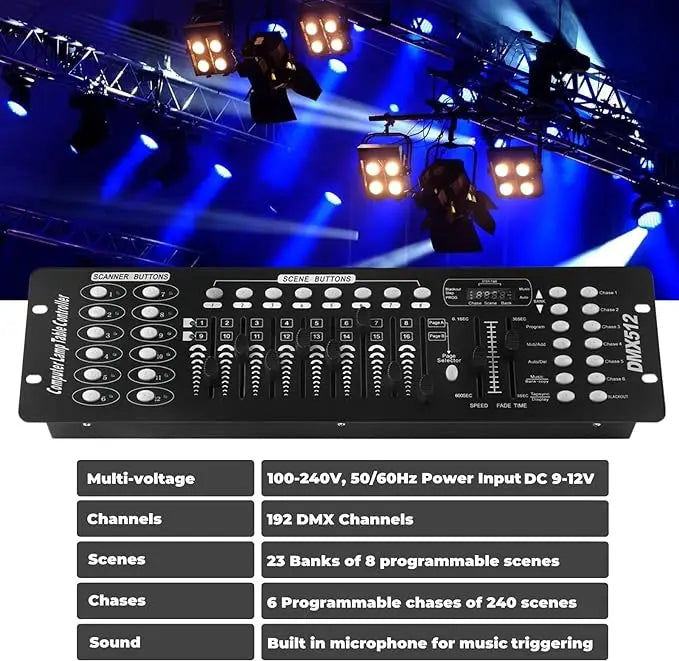 U`King 192-Channel DMX Stage Light Controller