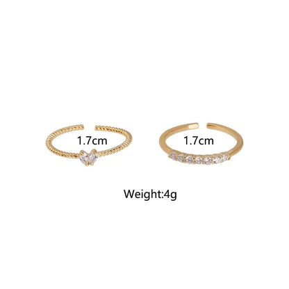 2pcs Gold Heart Zircon Rings Set Women’s Luxury Fashion