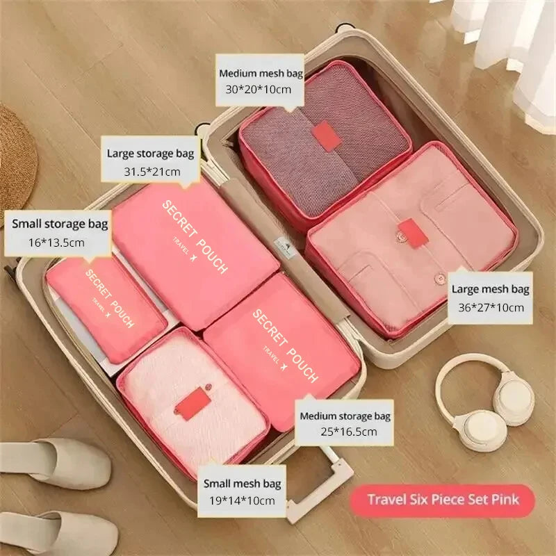 6pcs Travel Storage Bag Large Capacity Packing Cubes