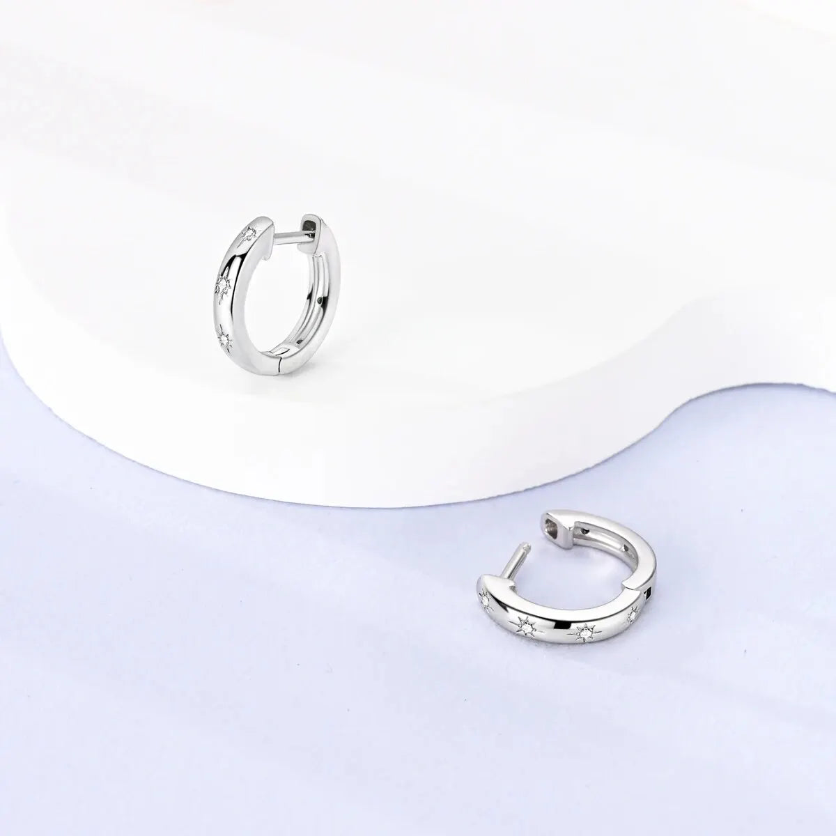 925 Silver Hollow Circle Zircon Dangle Earrings Elegant Chain