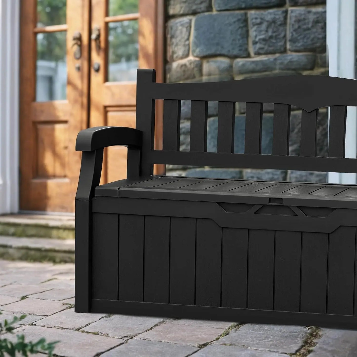 80 Gallon Lockable Storage Bench Deck Box Patio Garden