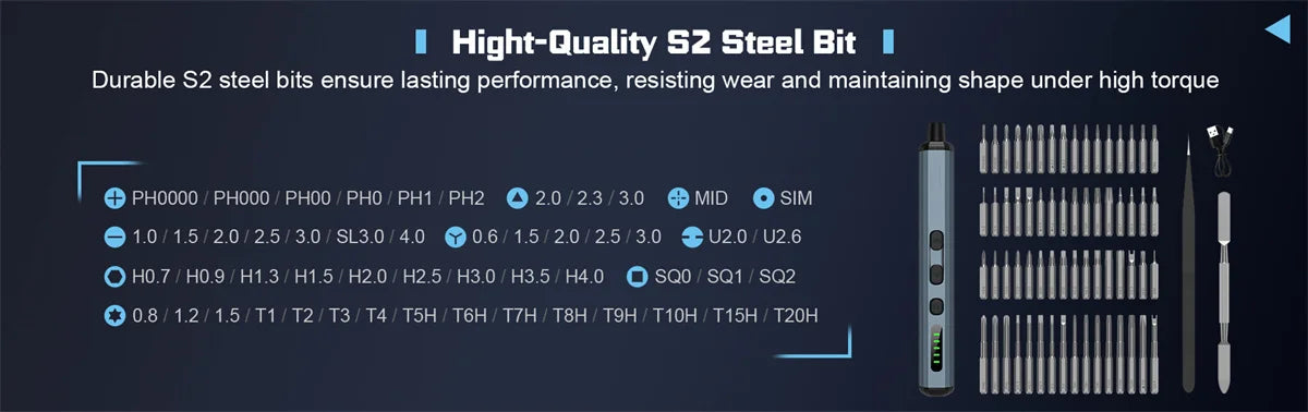68-in-1 Electric Precision Screwdriver Set Adjustable Torque