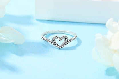 Original 925 Sterling Silver Ring Heart Sun Moon CZ