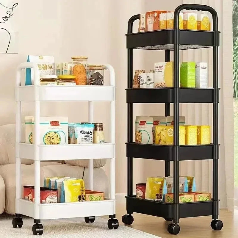 Floor-Mounted Pulley Storage Rack Multi-Layer Movable Shelving