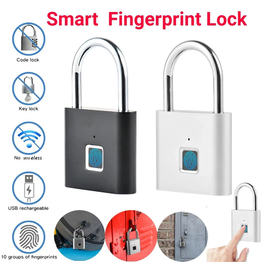 Smart Fingerprint Padlock Waterproof USB Rechargeable