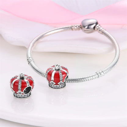 925 Sterling Silver Heart Red Charm Bead Jewelry