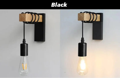 Retro Wood LED Wall Lamp Industrial Loft Decor